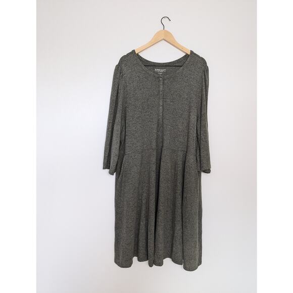 Torrid Super Soft Plush Puff Sleeve Mini Skater Dress in Dusty Olive - Picture 2 of 8